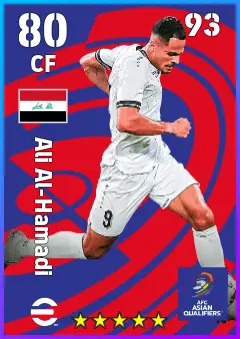 Ali Al-Hamadi eFootball 2026 player card — 80 OVR CF