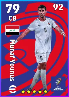 Munaf Younus eFootball 2026 player card — 79 OVR CB