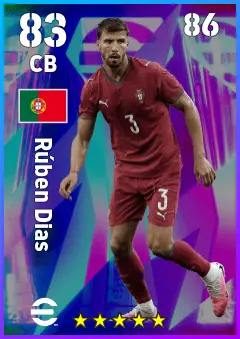 Ruben Dias eFootball 2026 player card, 83 OVR CB