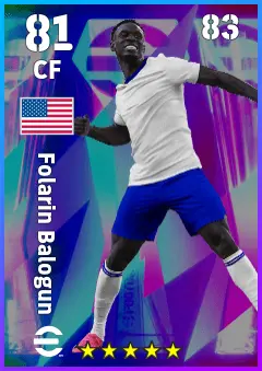 Folarin Balogun eFootball 2026 player card, 81 OVR CF
