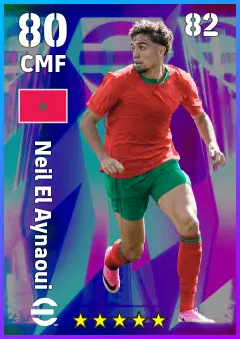 Neil El Aynaoui eFootball 2026 player card, 80 OVR CMF