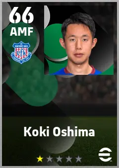 Koki Oshima eFootball 2026 player card — 66 OVR AMF