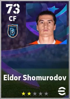 Eldor Shomurodov eFootball 2026 player card — 73 OVR CF