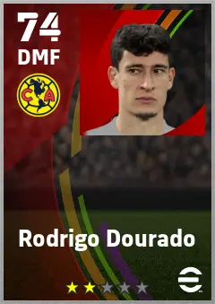Rodrigo Dourado eFootball 2026 player card — 74 OVR DMF