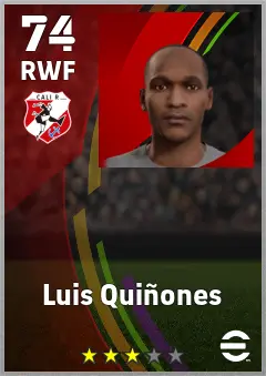 Luis Quinones eFootball 2026 player card, 74 OVR RWF