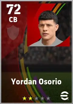 Yordan Osorio eFootball 2026 player card — 72 OVR CB