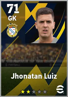 Jhonatan Luiz eFootball 2026 player card, 71 OVR GK