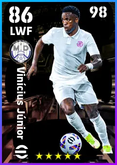 Vinicius Junior eFootball 2026 player card — 86 OVR LWF