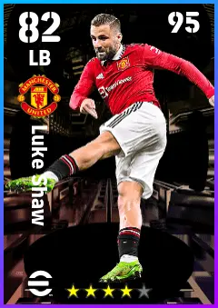 Luke Shaw eFootball 2026 player card — 82 OVR LB