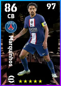 Marquinhos eFootball 2026 player card — 86 OVR CB