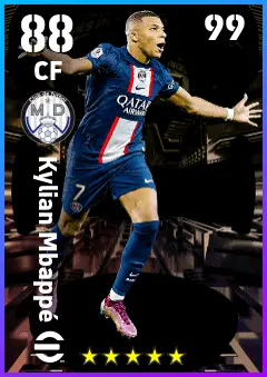 Kylian Mbappe eFootball 2026 player card — 88 OVR CF