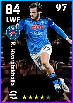 K. Kvaratskhelia eFootball 2026 player card — 84 OVR LWF