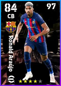 Ronald Araujo eFootball 2026 player card — 84 OVR CB