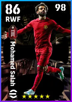 Mohamed Salah eFootball 2026 player card — 86 OVR RWF