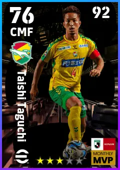 Taishi Taguchi eFootball 2026 player card — 76 OVR CMF