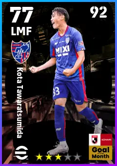 Kota Tawaratsumida eFootball 2026 player card — 77 OVR LMF