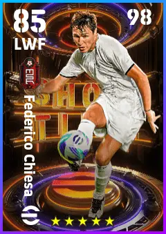 Federico Chiesa eFootball 2026 player card — 85 OVR LWF