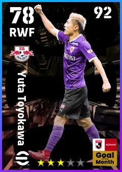Yuta Toyokawa eFootball 2026 player card — 78 OVR RWF