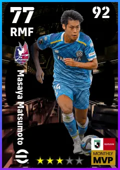 Masaya Matsumoto eFootball 2026 player card — 77 OVR RMF
