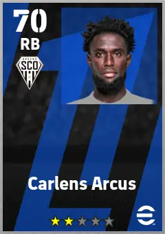 Carlens Arcus eFootball 2026 player card — 70 OVR RB