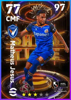 Matheus Jesus eFootball 2026 player card — 77 OVR CMF