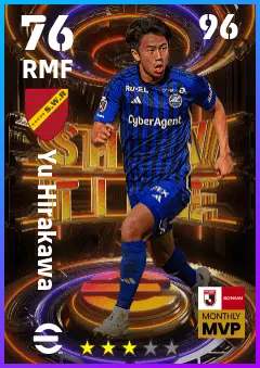 Yu Hirakawa eFootball 2026 player card — 76 OVR RMF