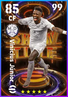 Vinicius Junior eFootball 2026 player card — 85 OVR CF