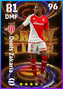 Denis Zakaria eFootball 2026 player card — 81 OVR DMF