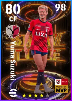 Yuma Suzuki eFootball 2026 player card — 80 OVR CF