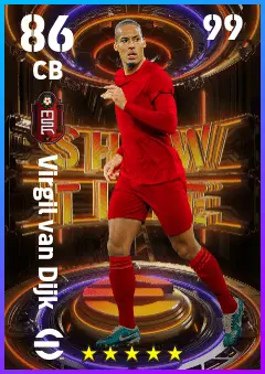 Virgil van Dijk eFootball 2026 player card — 86 OVR CB