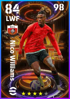 Nico Williams eFootball 2026 player card — 84 OVR LWF