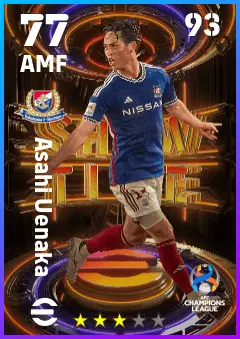 Asahi Uenaka eFootball 2026 player card — 77 OVR AMF