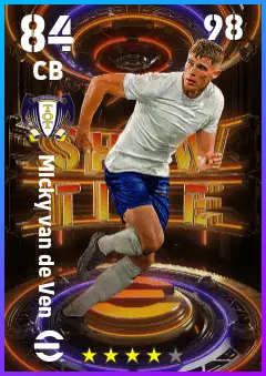 Micky van de Ven eFootball 2026 player card — 84 OVR CB