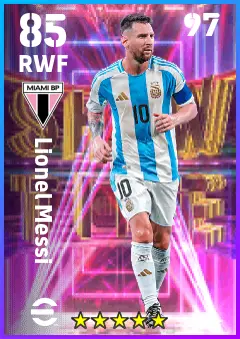 Lionel Messi eFootball 2026 player card — 85 OVR RWF