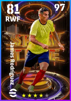 James Rodriguez eFootball 2026 player card — 81 OVR RWF