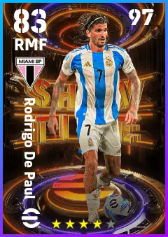 Rodrigo De Paul eFootball 2026 player card — 83 OVR RMF