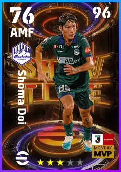 Shoma Doi eFootball 2026 player card — 76 OVR AMF