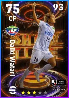 Daiki Watari eFootball 2026 player card — 75 OVR CF