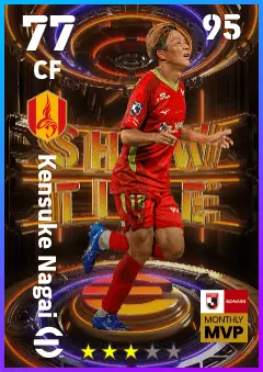 Kensuke Nagai eFootball 2026 player card — 77 OVR CF
