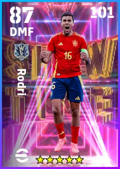 Rodri eFootball 2026 player card — 87 OVR DMF