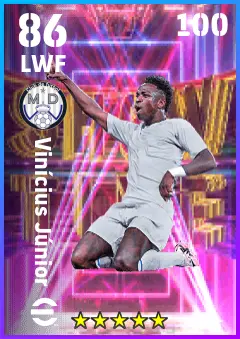 Vinicius Junior eFootball 2026 player card — 86 OVR LWF