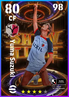 Yuma Suzuki eFootball 2026 player card — 80 OVR CF