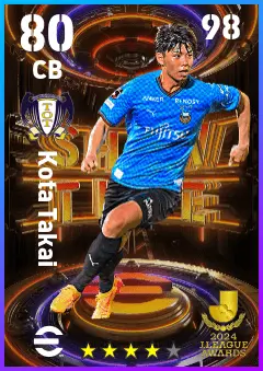 Kota Takai eFootball 2026 player card — 80 OVR CB