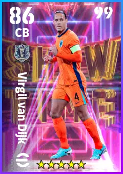 Virgil van Dijk eFootball 2026 player card — 86 OVR CB