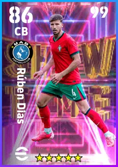Ruben Dias eFootball 2026 player card — 86 OVR CB