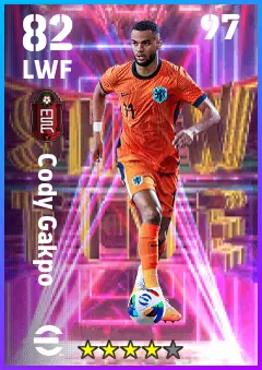 Cody Gakpo eFootball 2026 player card — 82 OVR LWF