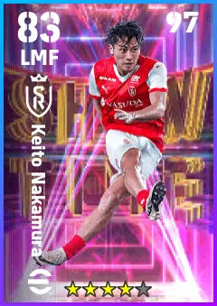 Keito Nakamura eFootball 2026 player card — 83 OVR LMF