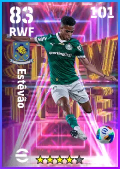Estevao eFootball 2026 player card — 83 OVR RWF