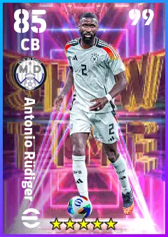 Antonio Rudiger eFootball 2026 player card — 85 OVR CB