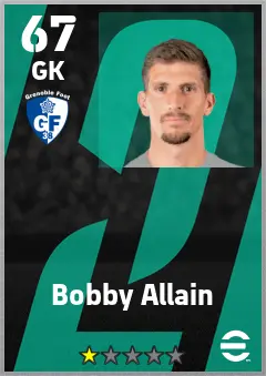 Bobby Allain eFootball 2026 player card — 67 OVR GK